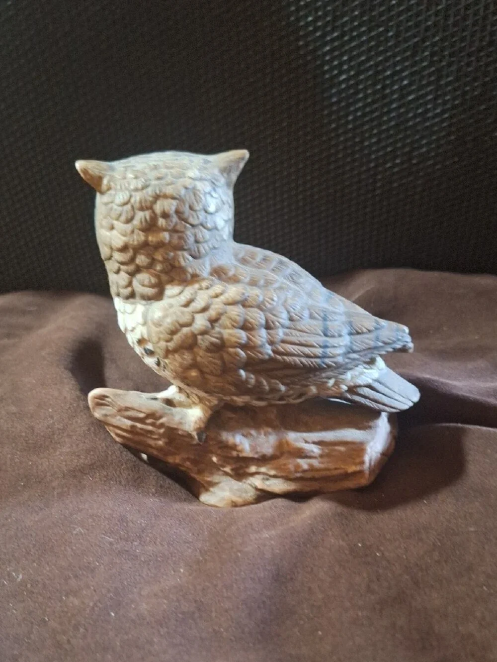Vintage Homco Ceramic Owl Figurine in Brown and Cream